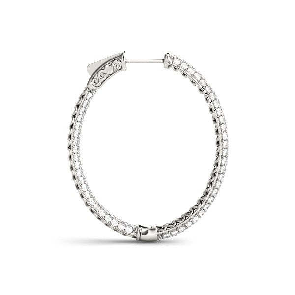 14K White Gold Diamond Hoop Double Sided Three Row Earrings (2 ct. tw.)