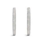 14K White Gold Diamond Hoop Double Sided Three Row Earrings (2 ct. tw.)