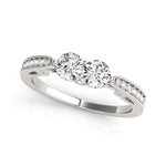 Two Stone Diamond Ring With Milgrain Design In 14K White Gold (3/4 ct. tw.)