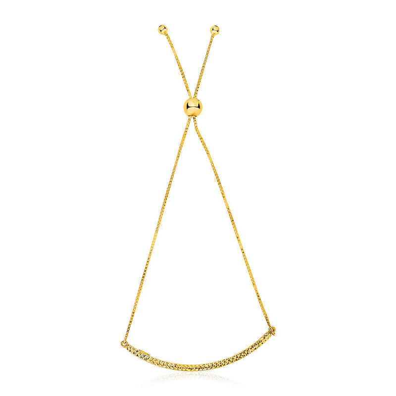 14K Yellow Gold Chain Bar Lariat Style Bracelet