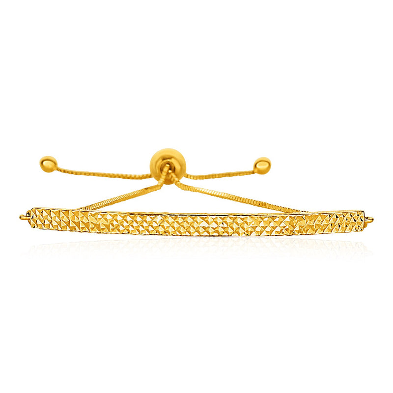 14K Yellow Gold Chain Bar Lariat Style Bracelet