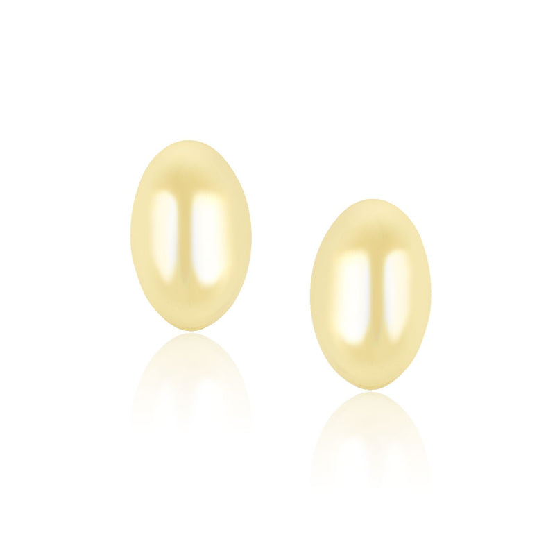 14K Yellow Gold Long Egg Style Shiny Earrings