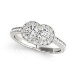 14K White Gold Two Stone Diamond Halo Ring (3/4 ct. tw.)