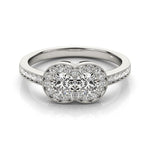 14K White Gold Two Stone Diamond Halo Ring (3/4 ct. tw.)