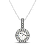 Milgrain Edge Diamond Halo Pendant in 14K White Gold (5/8 ct. tw.)