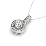 Milgrain Edge Diamond Halo Pendant in 14K White Gold (5/8 ct. tw.)