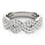 Diamond Studded Interlocking Waves Ring in 14K White Gold (5/8 ct. tw.)