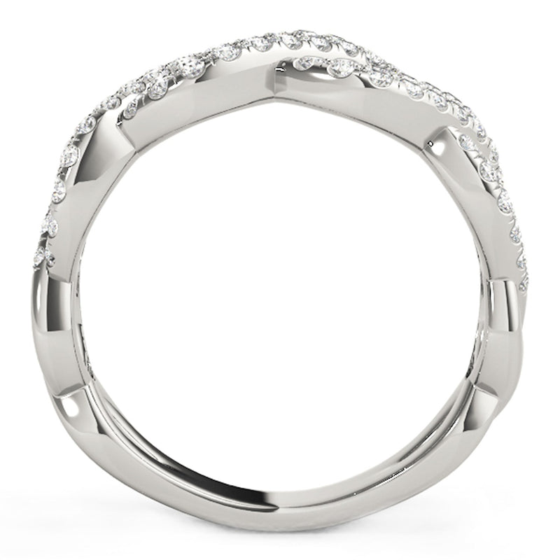 Diamond Studded Interlocking Waves Ring in 14K White Gold (5/8 ct. tw.)