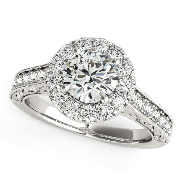 14K White Gold Round Diamond Engagement Ring with Stylish Shank (1 5/8 ct. tw.)