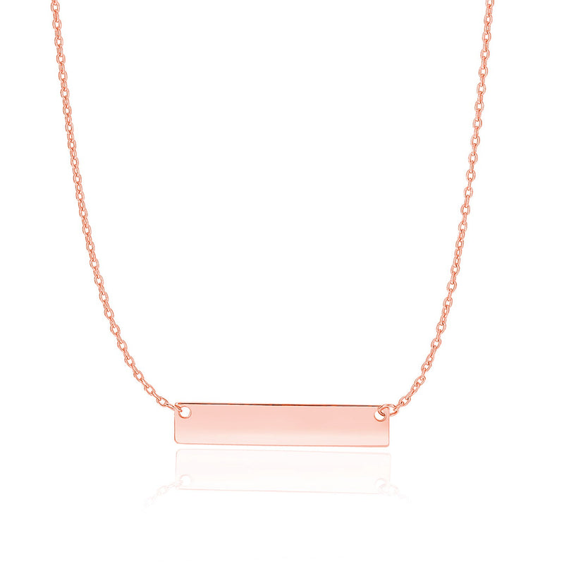 14K Rose Gold Smooth Flat Horizontal Bar Style Necklace