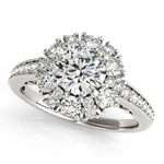 14K White Gold Antique Style Halo Round Diamond Engagement Ring (2 ct. tw.)