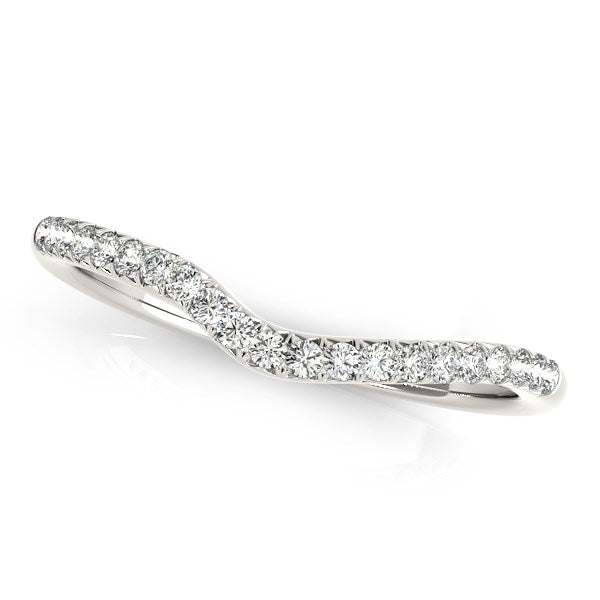 14K White Gold Curved Pave Diamond Wedding Ring (1/4 ct. tw.)