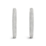 14K White Gold Two Row Pave Set Diamond Hoop Earrings (7 ct. tw.)