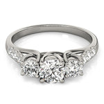 14K White Gold Trellis Set 3 Stone Round Diamond Engagement Ring (1 1/8 ct. tw.)