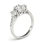 14K White Gold Trellis Set 3 Stone Round Diamond Engagement Ring (1 1/8 ct. tw.)