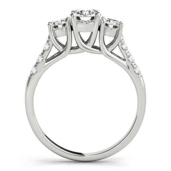 14K White Gold Trellis Set 3 Stone Round Diamond Engagement Ring (1 1/8 ct. tw.)