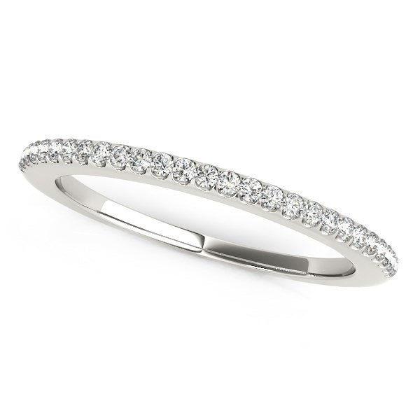 14K White Gold Pave Scallop Setting Diamond Wedding Band (1/8 ct. tw.)