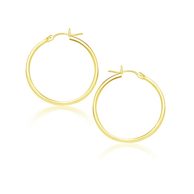 10K Yellow Gold Polished Hoop Earrings (25 mm)