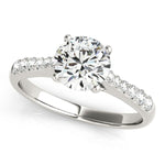 14K White Gold Round Cut Diamond Engagement Ring with Single Row Band Stones (1 5/8 ct. tw.)