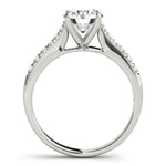 14K White Gold Round Cut Diamond Engagement Ring with Single Row Band Stones (1 5/8 ct. tw.)