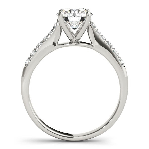 14K White Gold Round Cut Diamond Engagement Ring with Single Row Band Stones (1 5/8 ct. tw.)