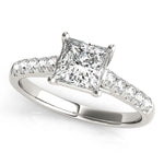 14K White Gold Trellis Set Princess Cut Diamond Engagement Ring (1 1/4 ct. tw.)