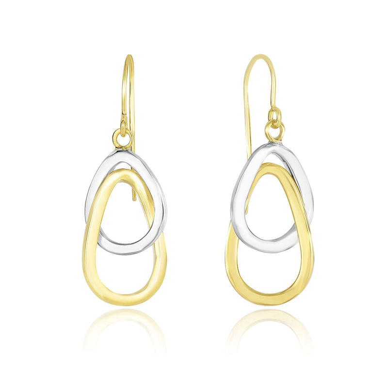 Entwined Polished Open Teardrop Earrings in 10K Two-Tone Gold