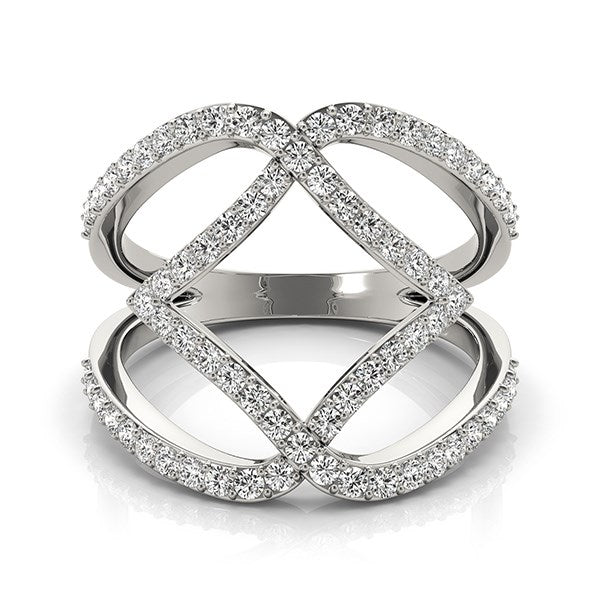 14K White Gold Entwined Design Diamond Dual Band Ring (3/4 ct. tw.)