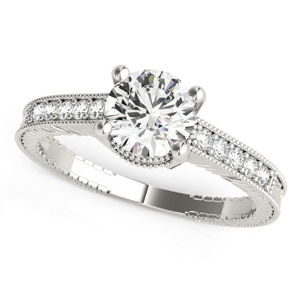 14K White Gold Round Antique Style Diamond Engagement Ring (1 1/8 ct. tw.)