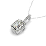 Halo Pendant With Emerald Center Diamond in 14K White Gold (1 1/5 ct. tw.)