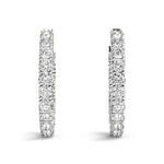 14K White Gold Two Sided Prong Set Diamond Hoop Earrings (3 1/2 ct. tw.)