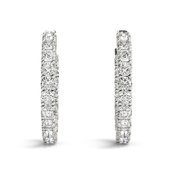 14K White Gold Two Sided Prong Set Diamond Hoop Earrings (3 1/2 ct. tw.)