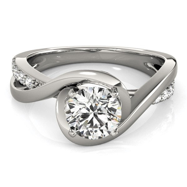 14K White Gold Split Band Round Bypass Diamond Engagement Ring (1 1/8 ct. tw.)