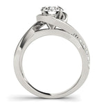 14K White Gold Split Band Round Bypass Diamond Engagement Ring (1 1/8 ct. tw.)