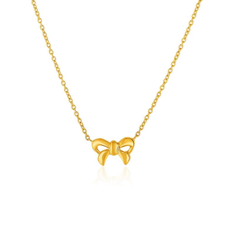 14K Yellow Gold Pendant with Bow