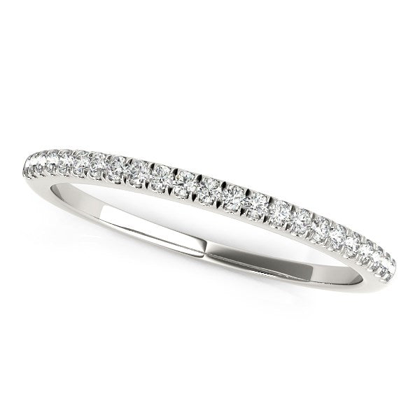 14K White Gold Scallop Style Setting Diamond Wedding Band (1/8 ct. tw.)