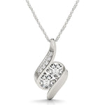 14K White Gold Two Stone Curved Style Diamond Pendant (3/4 ct. tw.)