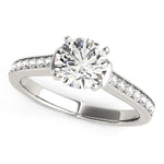 14K White Gold Round Diamond Engagement Ring with Single Row Band Stones (1 1/8 ct. tw.)