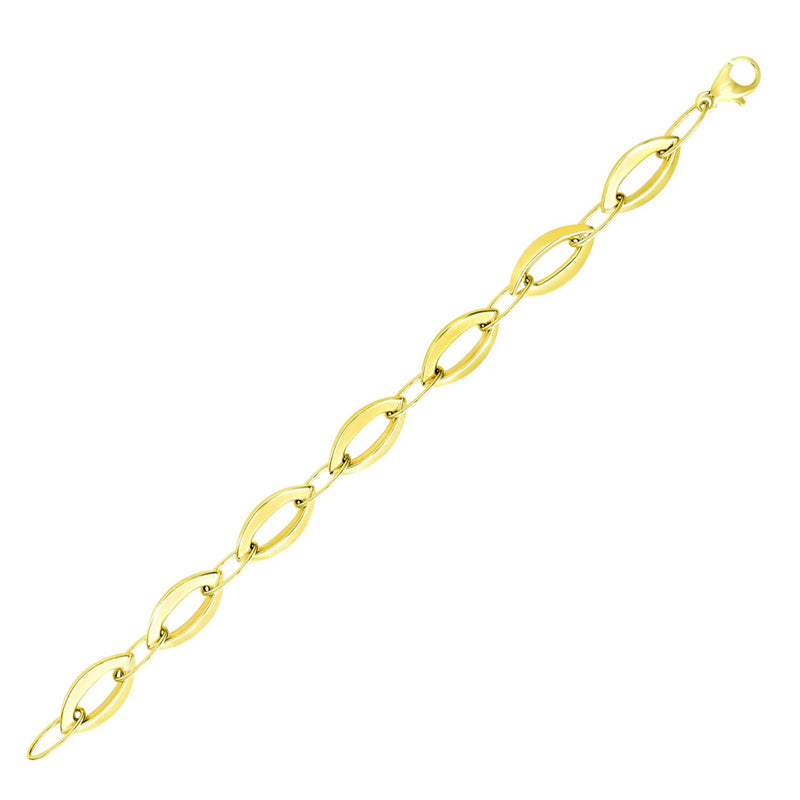 14K Yellow Gold Marquis and Oval Cable Chain Bracelet