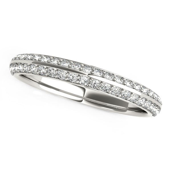 14K White Gold Two-Row Pave Set Diamond Wedding Band (1/4 ct. tw.)