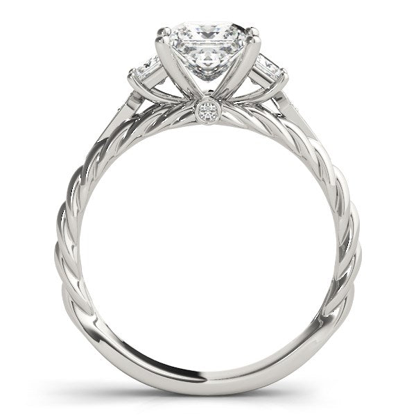 14K White Gold Princess Cut 3 Stone Antique Style Diamond Ring (1 1/8 ct. tw.)