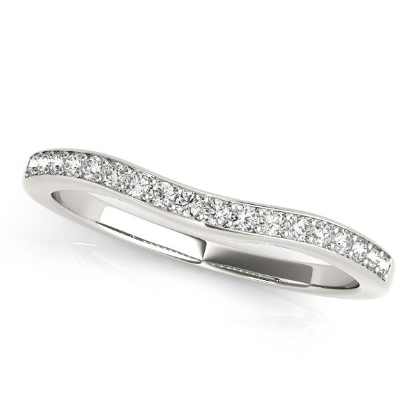 14K White Gold Channel Curved Diamond Wedding Band (1/4 ct. tw.)