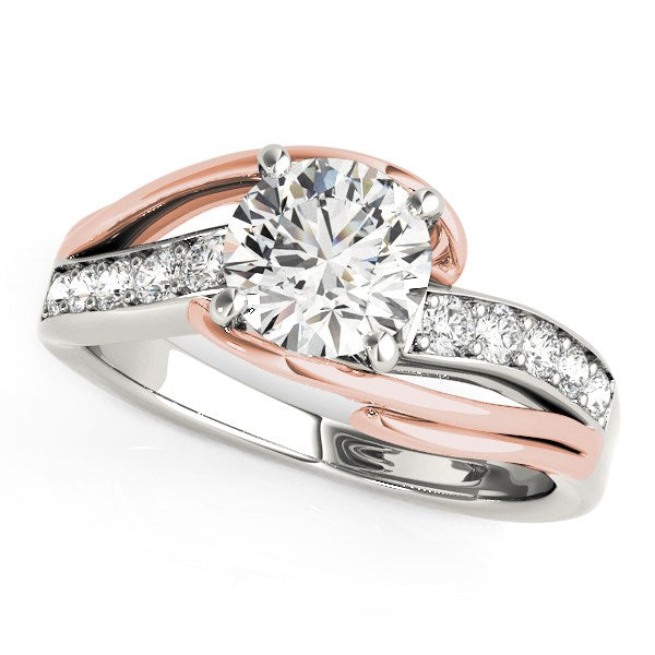 14K White And Rose Gold Bypass Round Split Shank Diamond Engagement Ring (1 1/8 ct. tw.)