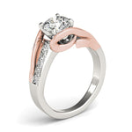 14K White And Rose Gold Bypass Round Split Shank Diamond Engagement Ring (1 1/8 ct. tw.)