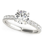 14K White Gold Single Row Shank Round Diamond Engagement Ring (1 1/3 ct. tw.)