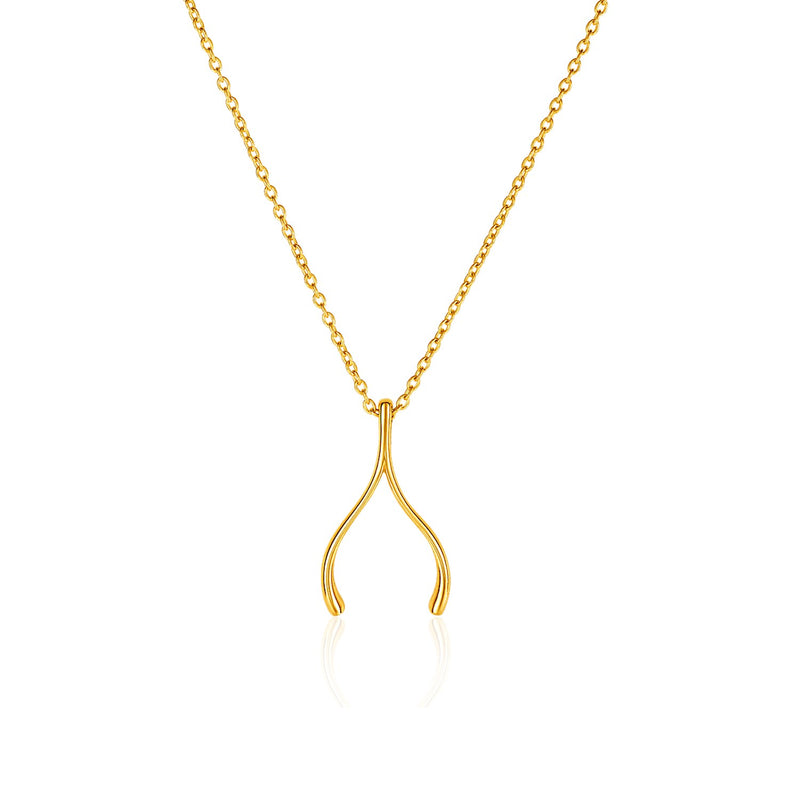 14K Yellow Gold with Wishbone Pendant