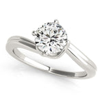 14K White Gold Bypass Style Solitaire Round Diamond Engagement Ring (1 ct. tw.)