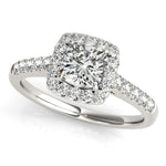 14K White Gold Square Outer Shape Round Diamond Engagement Ring (3/4 ct. tw.)