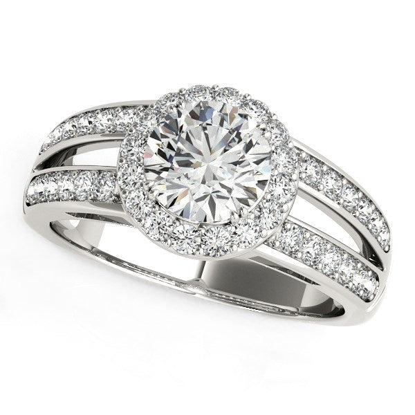 14K White Gold Round Split Shank Style Diamond Engagement Ring (1 1/2 ct. tw.)