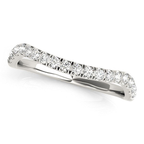 14K White Gold Curved Design Diamond Wedding Band (1/4 ct. tw.)